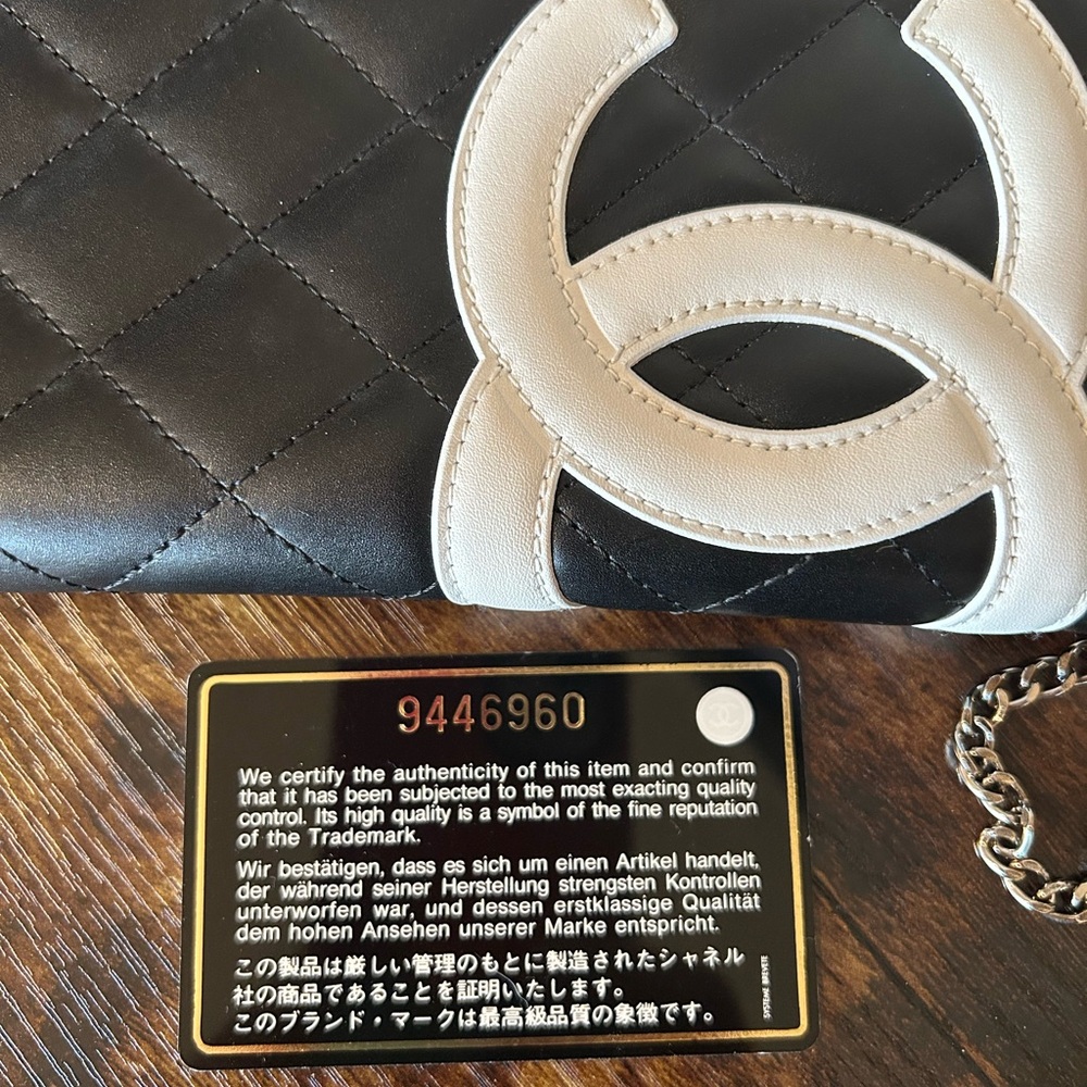Authentic Chanel Black Calfskin Cambon Long Zip Wallet w Authenticity card - Picture 10 of 11